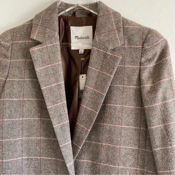 Madewell Larsen Blazer in Brown Plaid Size XXS